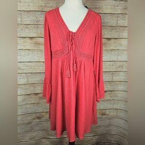 Torrid NWT Boho Crochet V Neck Tassel Tie Dress Torrid Size 0 Size Large 12